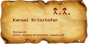 Karsai Krisztofer névjegykártya